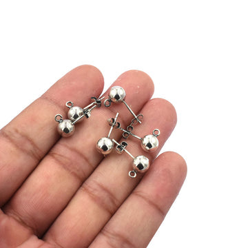 Ball With Open Loop Sterling Silver Post Earring Sold by 1 Pair