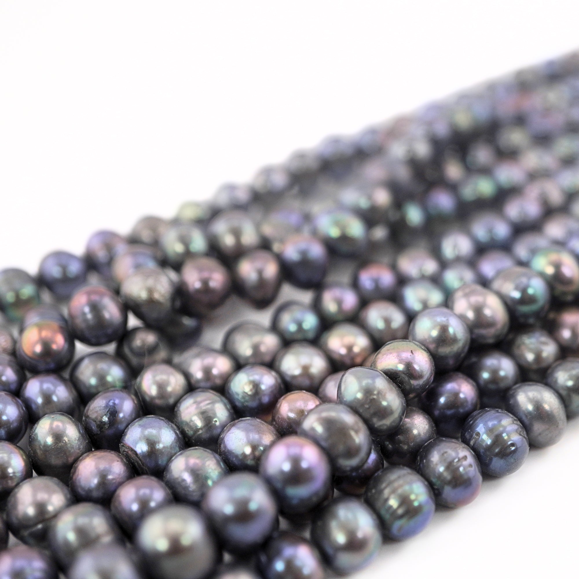 8 x 7-7 MM Peacock Navy Blue Potato Freshwater Pearls Beads