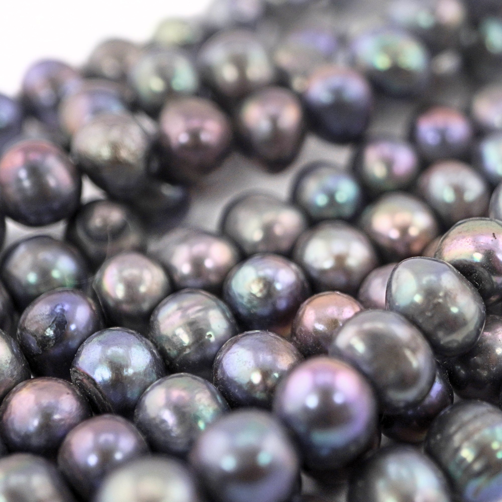 8 x 7-7 MM Peacock Navy Blue Potato Freshwater Pearls Beads