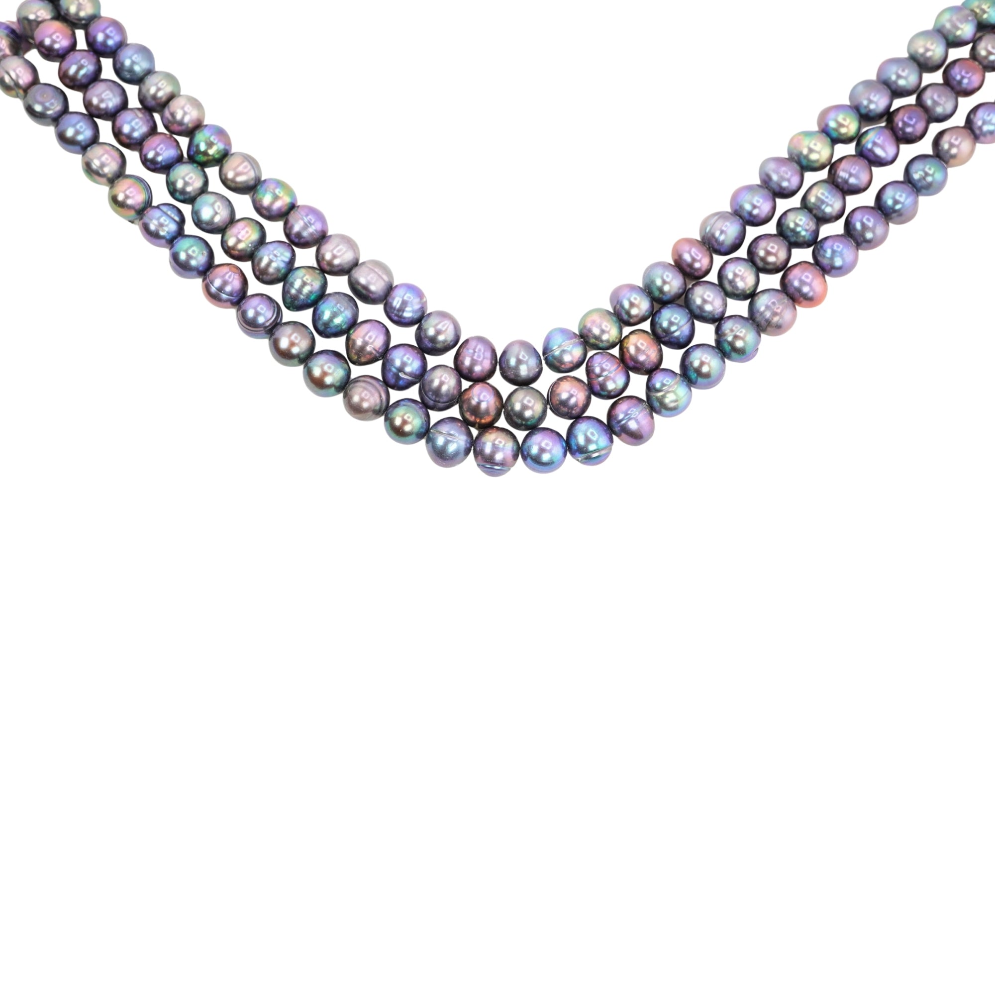 Peacock Navy Blue Ringed Freshwater Pearls Beads