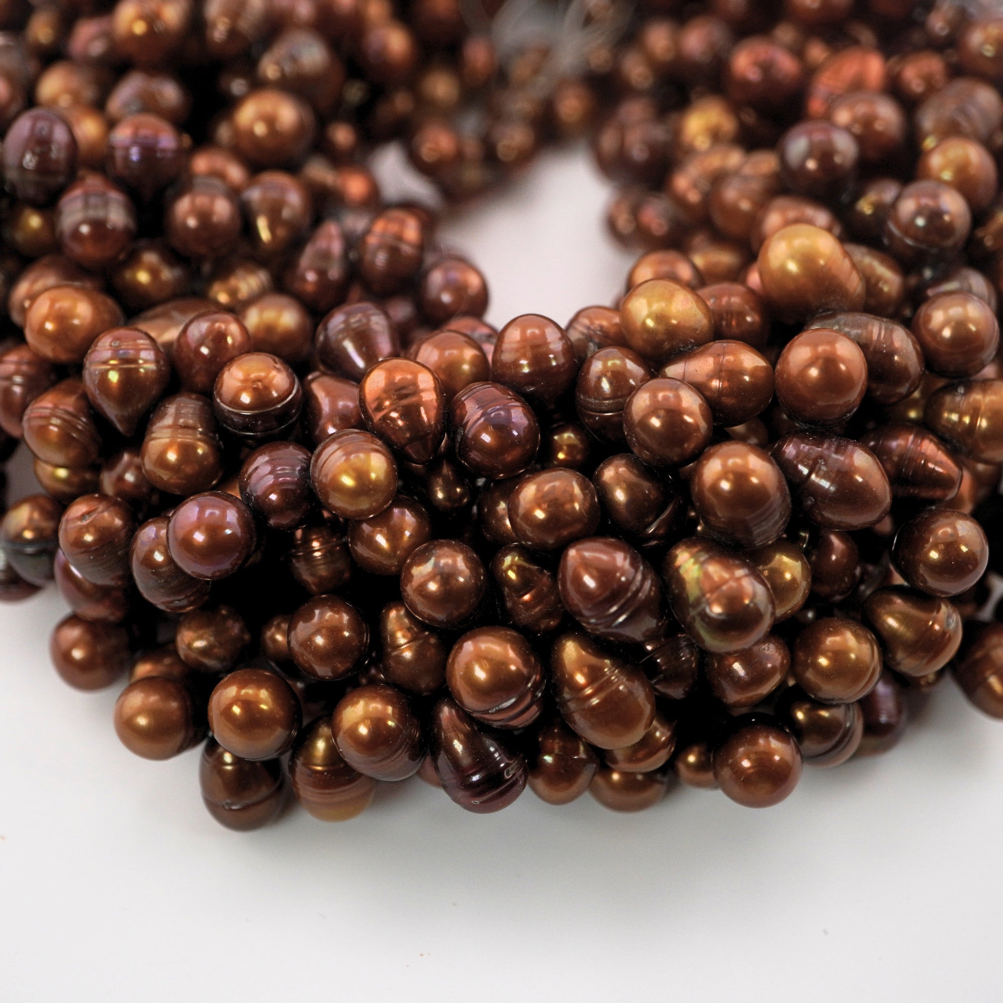 Chocolate Reddish Oval Freshwater Pearls Beads