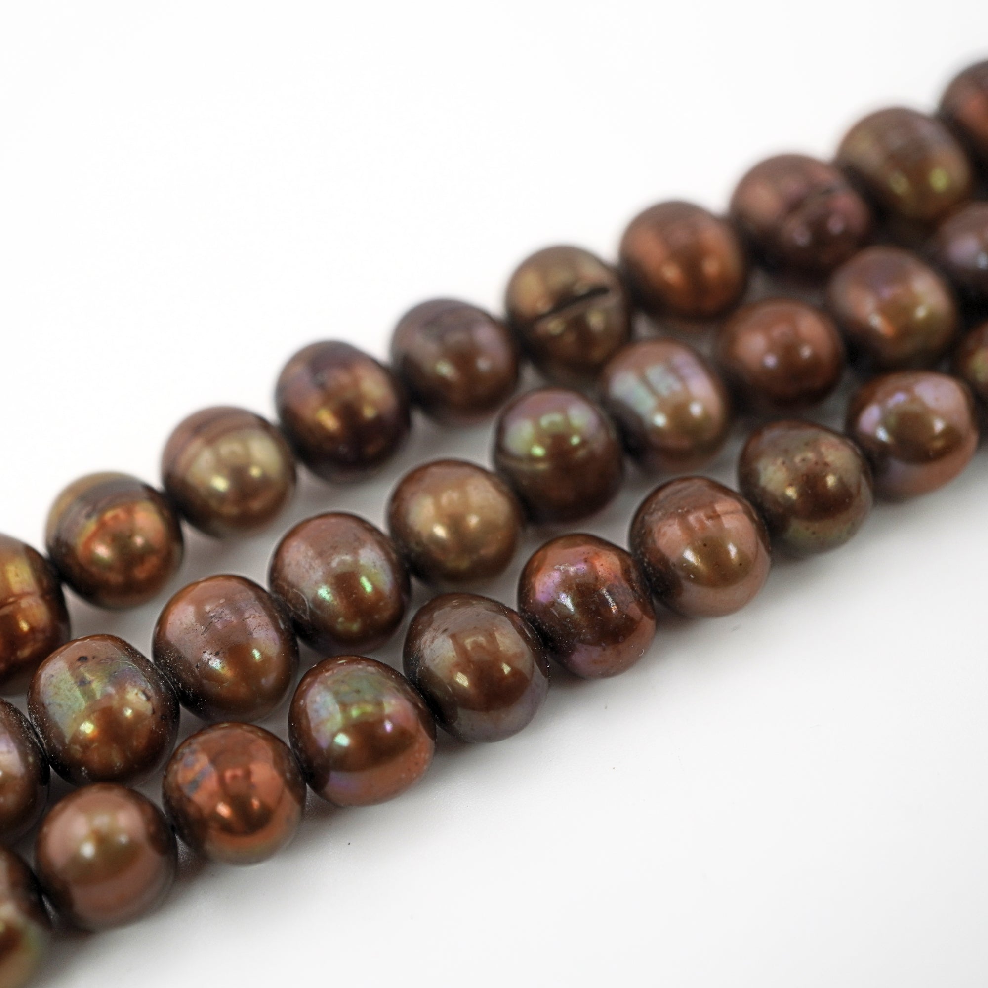 9 x 8-7 MM Chocolate Potato Freshwater Pearls Beads