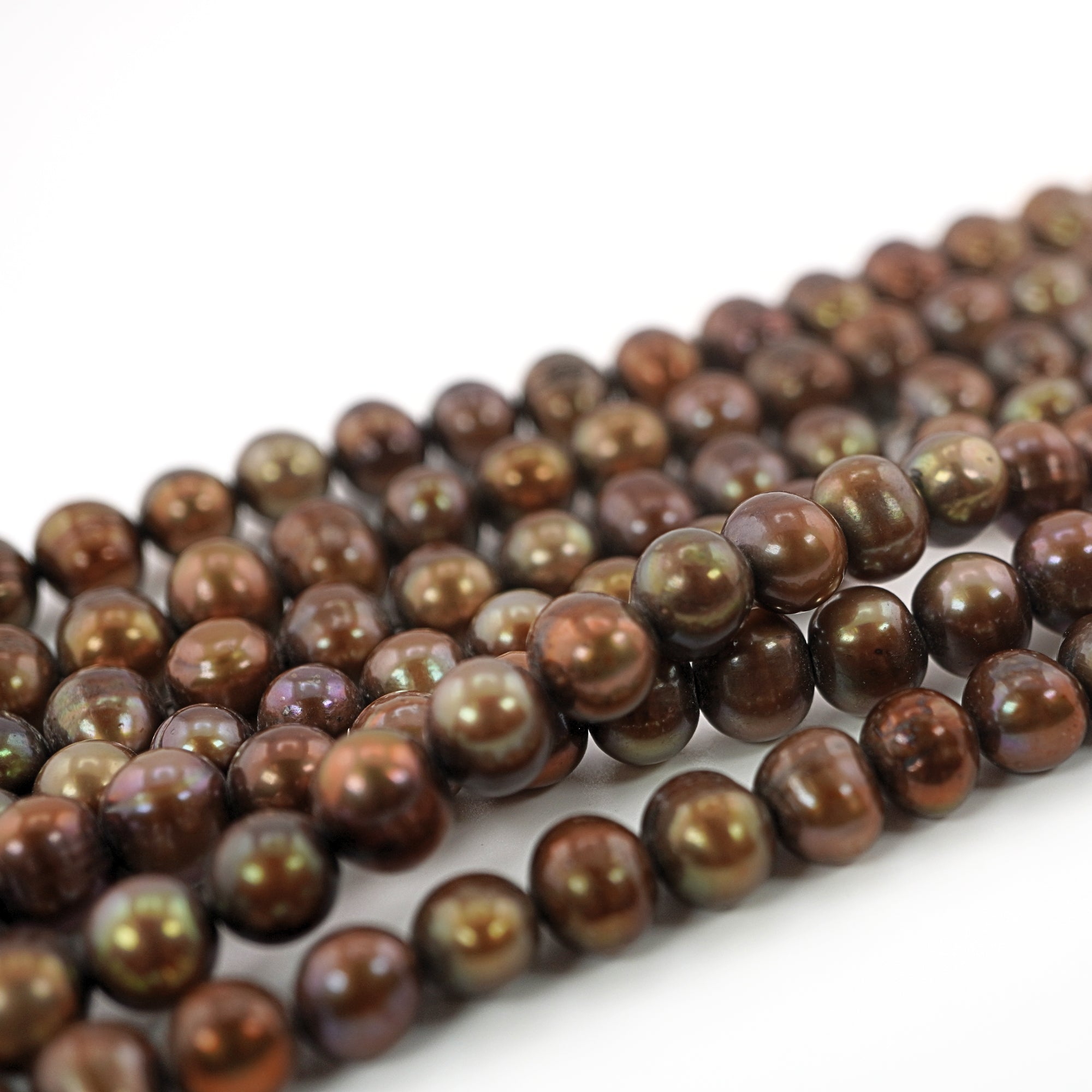 9 x 8-7 MM Chocolate Potato Freshwater Pearls Beads