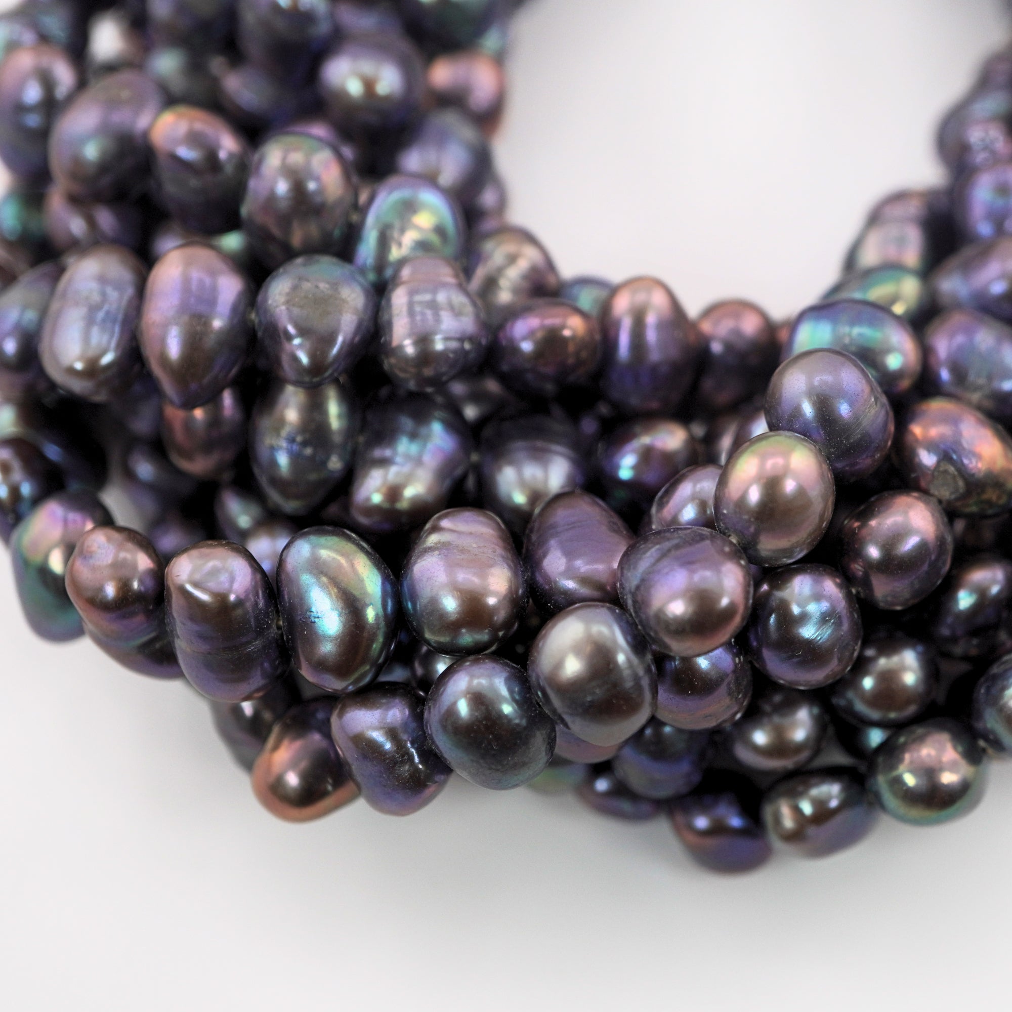 Peacock Navy Blue Baroque Freshwater Pearls Beads