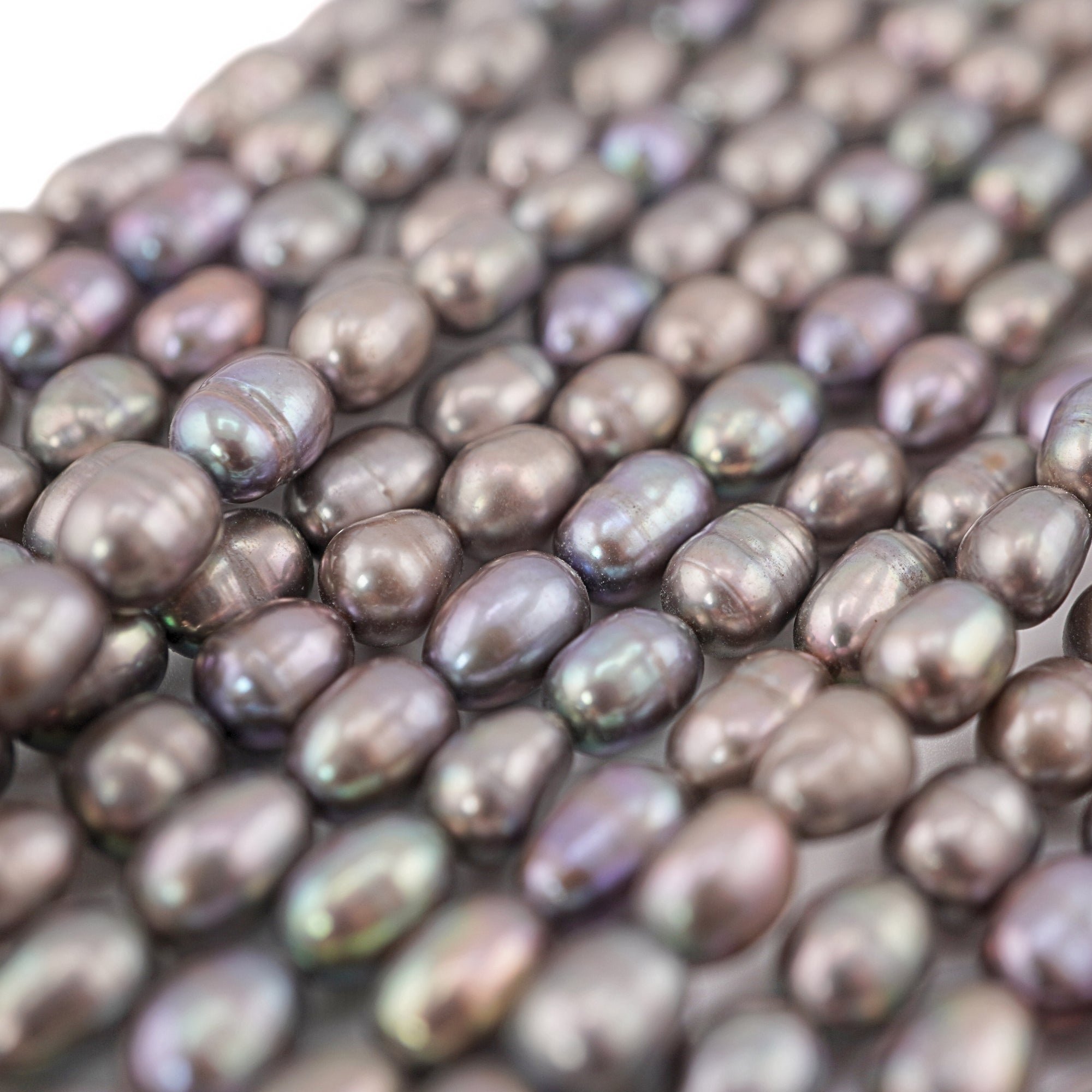 Gray Rice / Oval Freshwater Pearls Beads