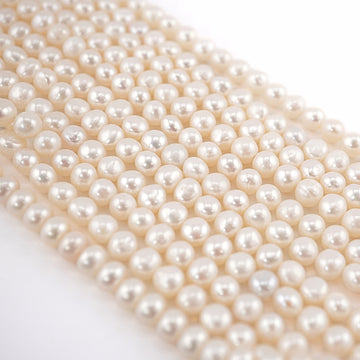 6 - 5 MM White Potato Freshwater Pearls Beads