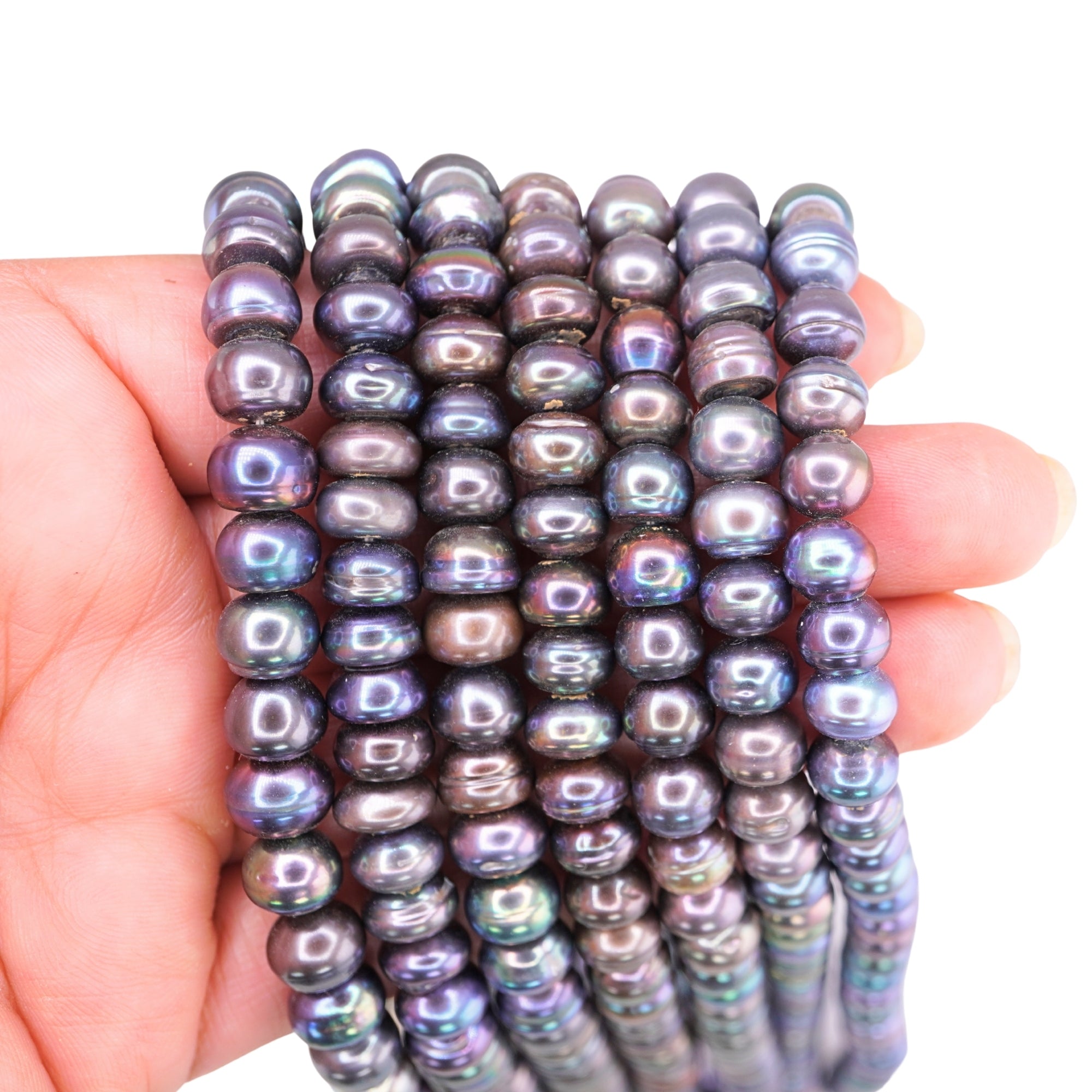 Peacock Button / Rondelle Freshwater Pearls Beads