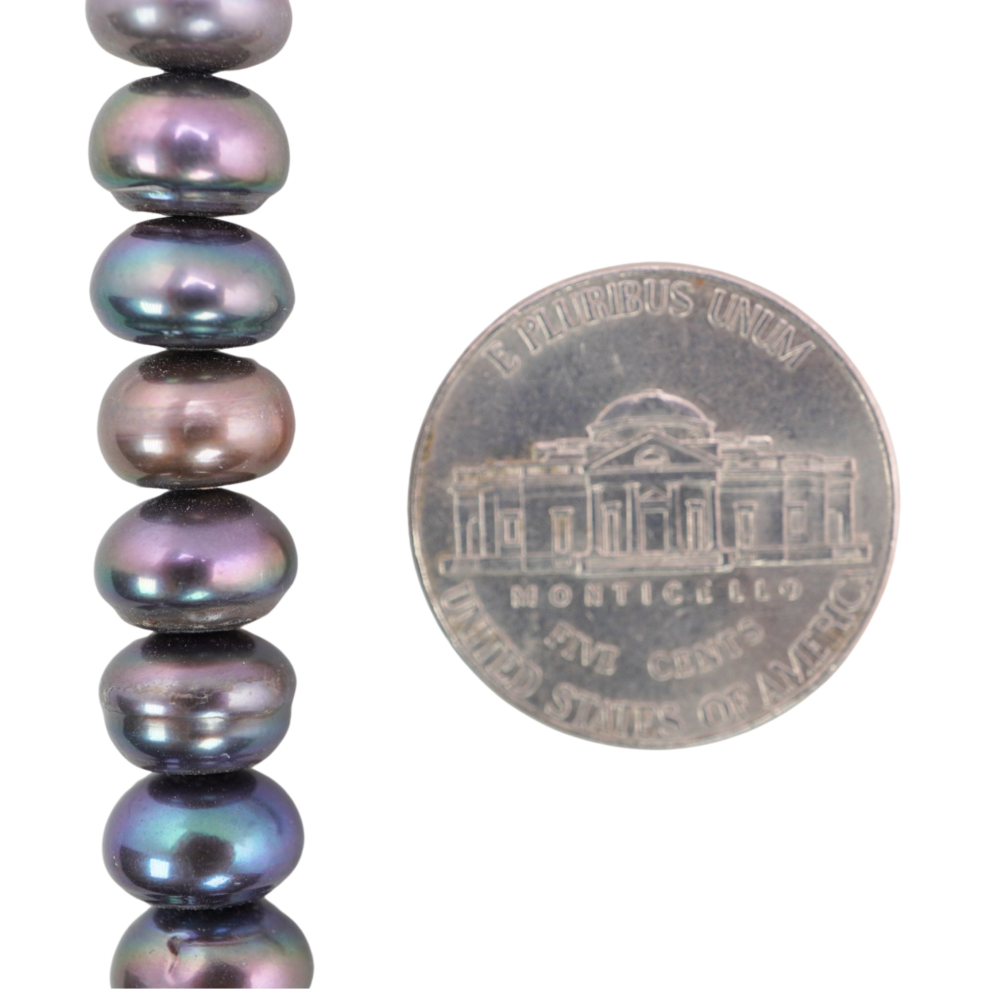Peacock Button / Rondelle Freshwater Pearls Beads