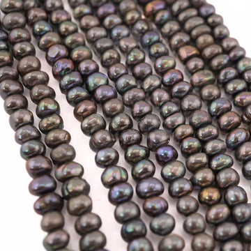 7 - 6 MM Gray Button / Rondelle Freshwater Pearls Beads