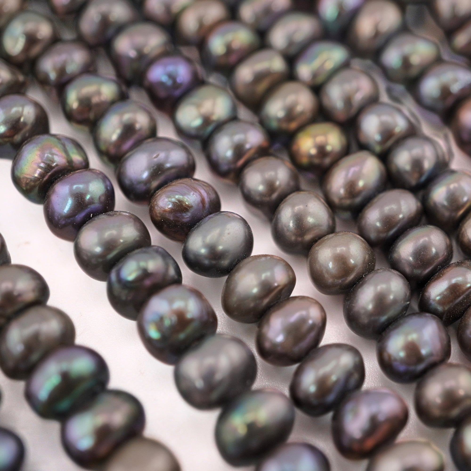 Gray Button / Rondelle Freshwater Pearls Beads