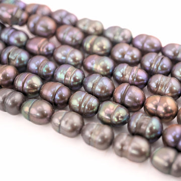 10 X 7 - 9 X 6 MM Gray Rice / Oval Freshwater Pearls Beads