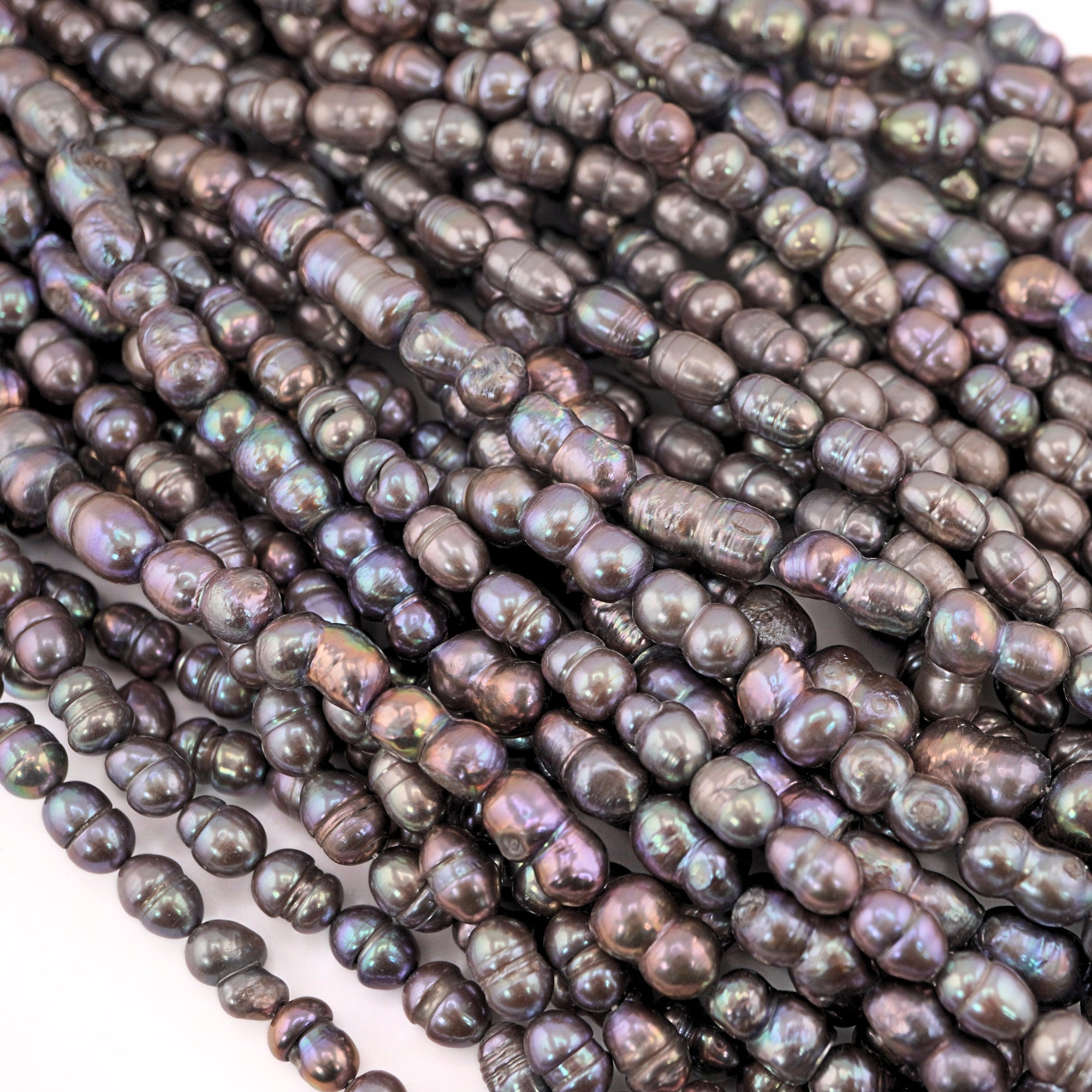 Gray Rice / Oval Freshwater Pearls Beads