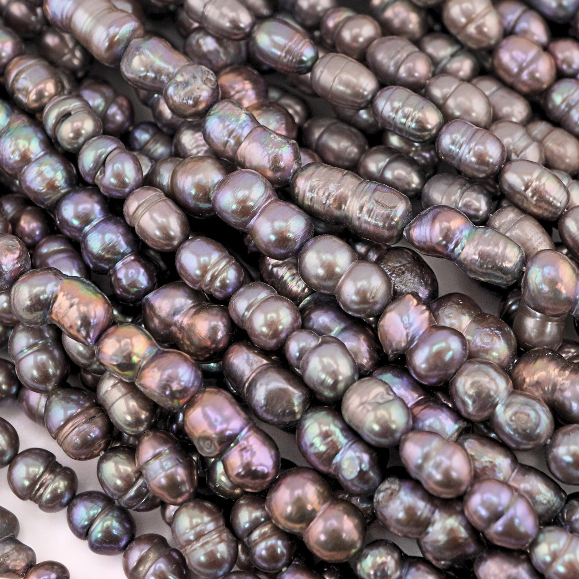 Gray Rice / Oval Freshwater Pearls Beads