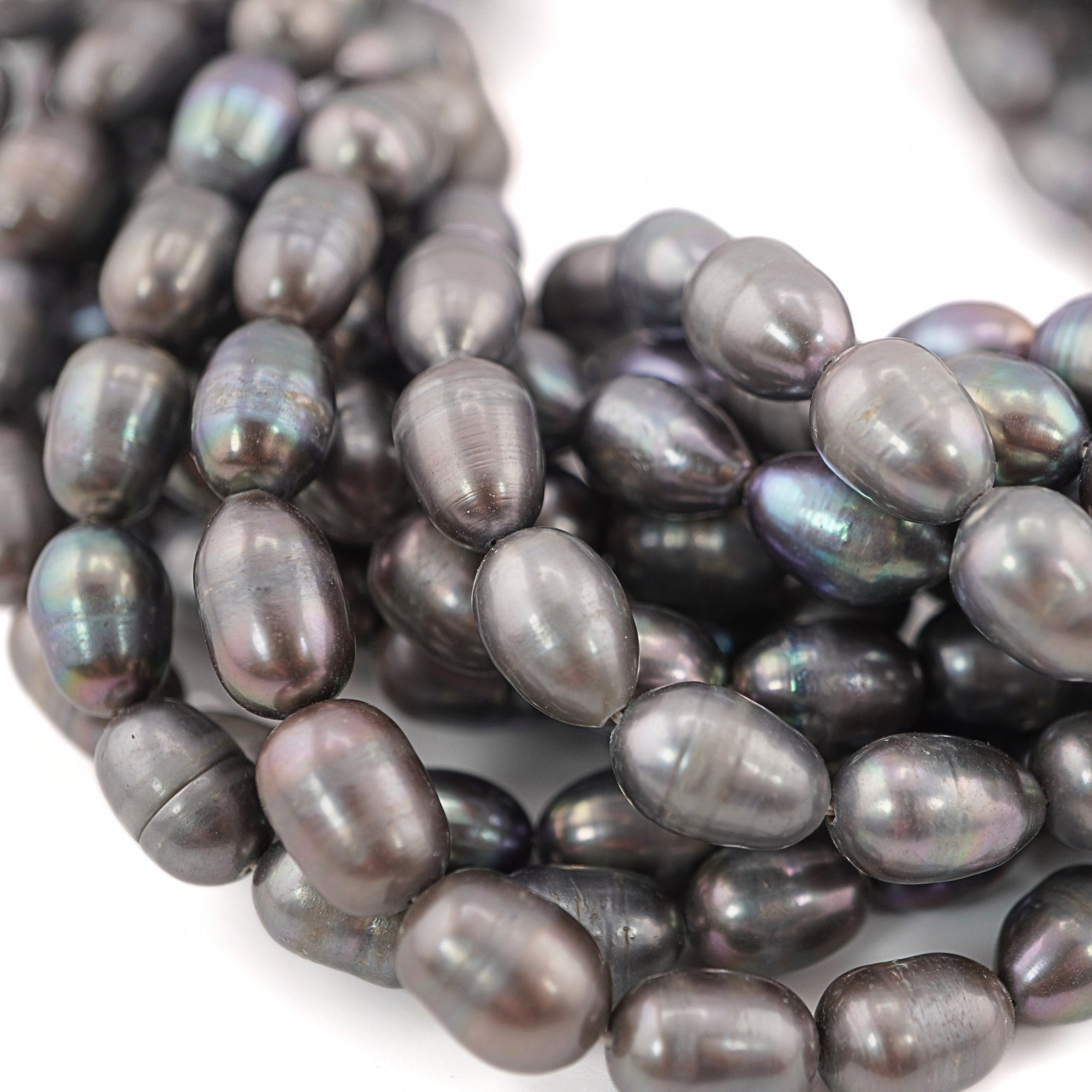 Gray Rice / Oval Freshwater Pearls Beads