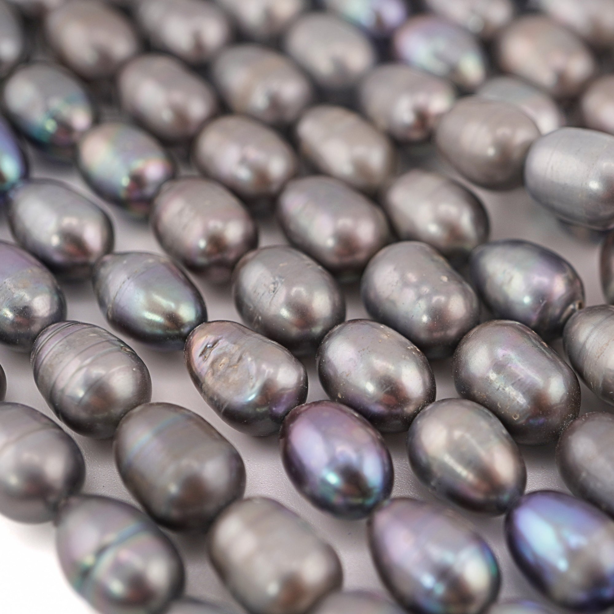 Gray Rice / Oval Freshwater Pearls Beads