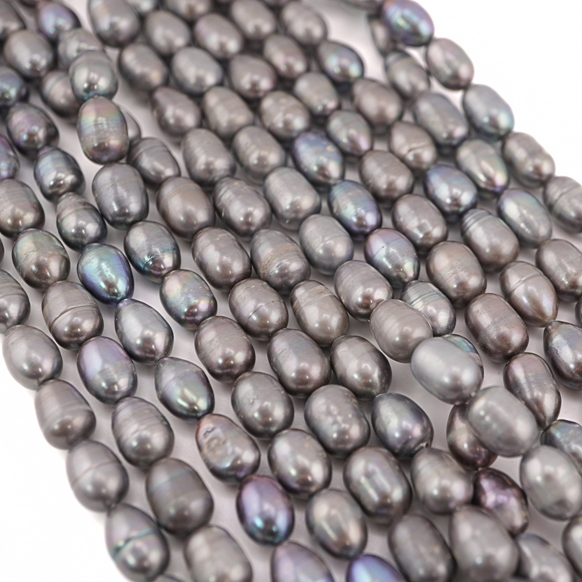 Gray Rice / Oval Freshwater Pearls Beads