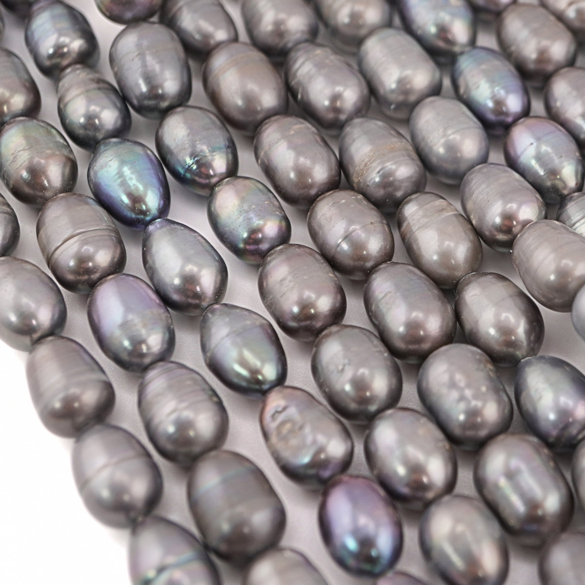 Gray Rice / Oval Freshwater Pearls Beads