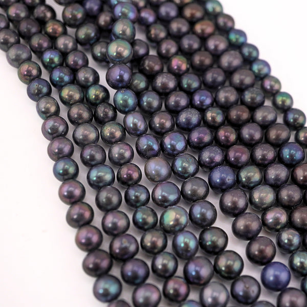 Peacock Near Round Freshwater Pearls Beads