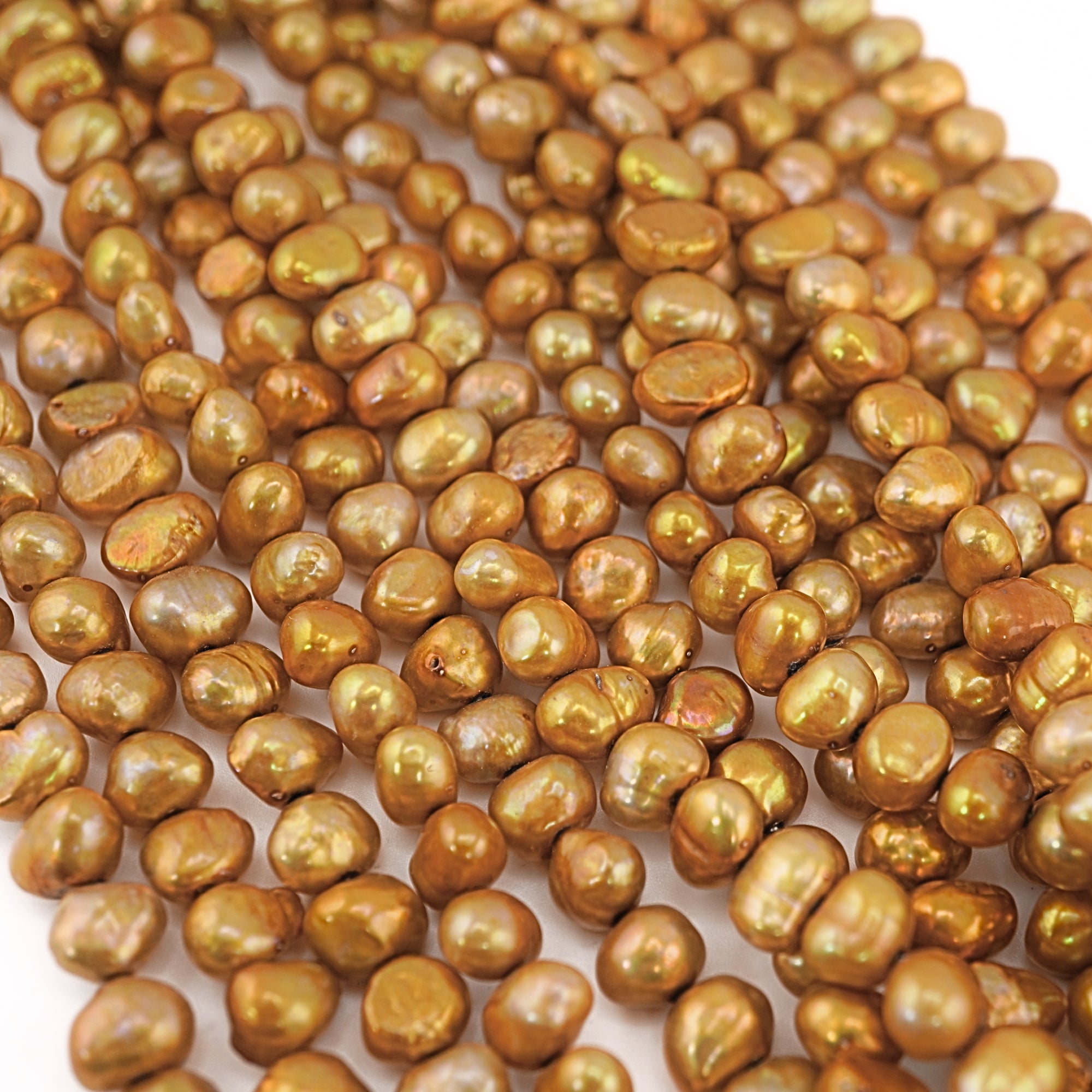 9 x 8 - 7 x 6 MM Metal Gold Baroque Freshwater Pearls Beads