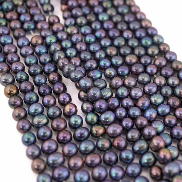 Peacock Near Round Freshwater Pearls Beads