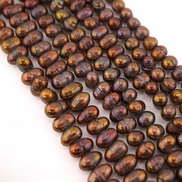 10 x 6 - 9 x 5 MM Chocolate Potato Freshwater Pearls Beads