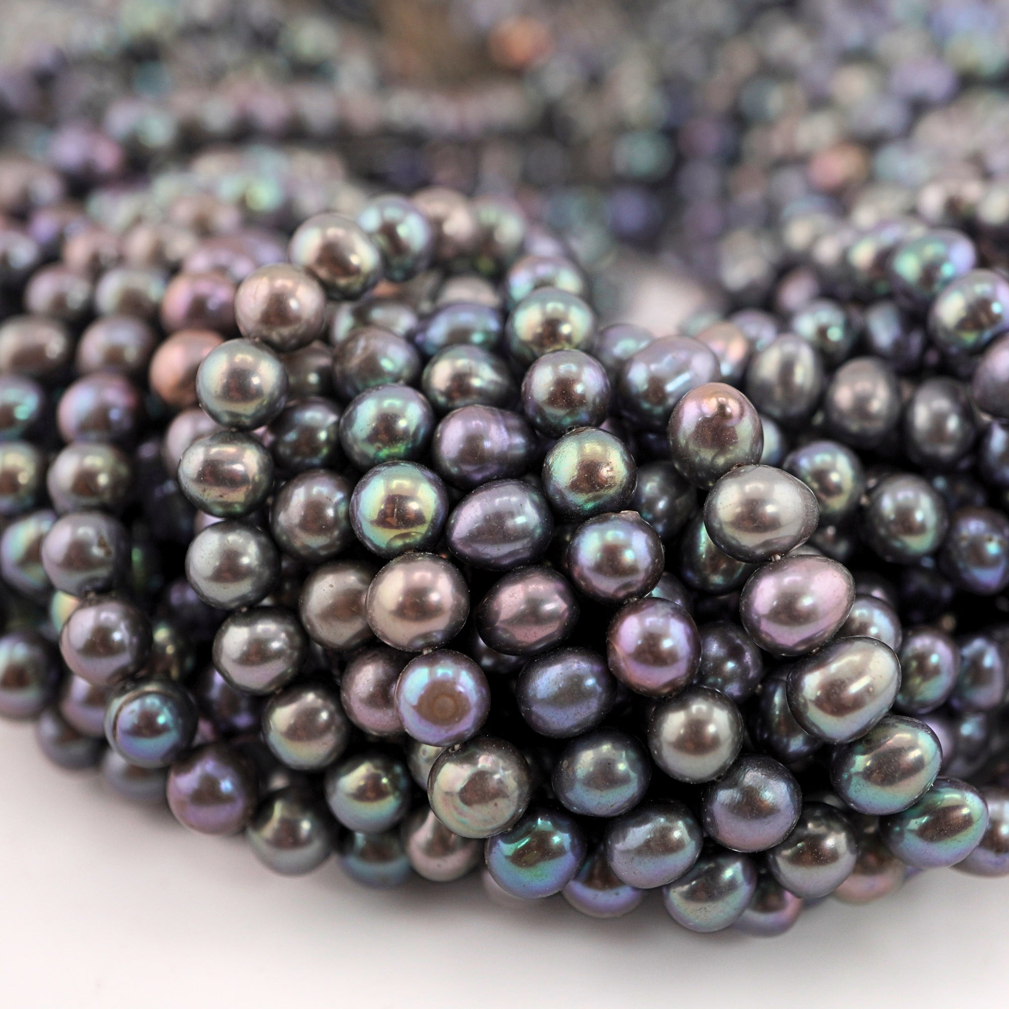 Peacock Near Round Freshwater Pearls Beads