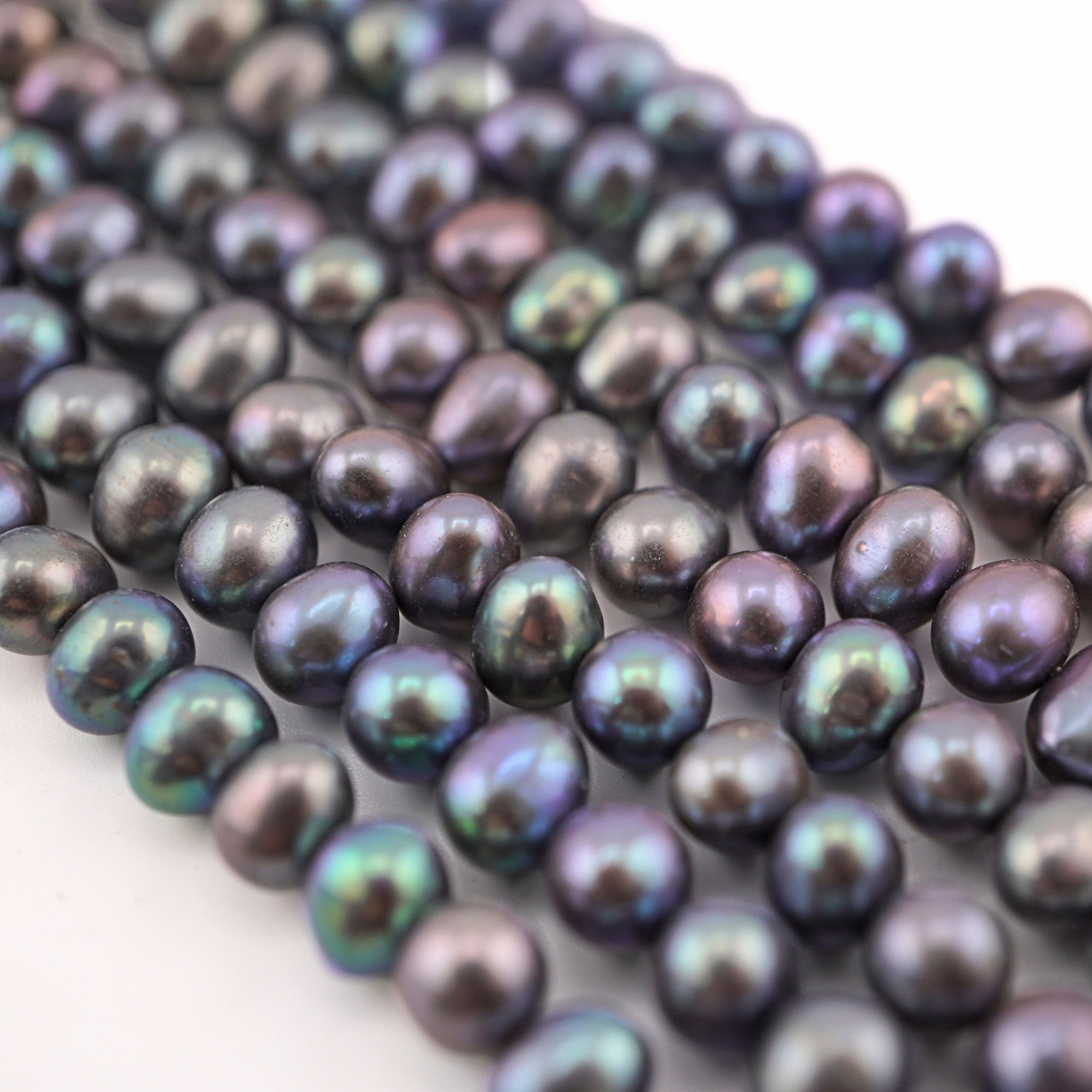 5 - 6 MM Peacock Near Round Freshwater Pearls Beads