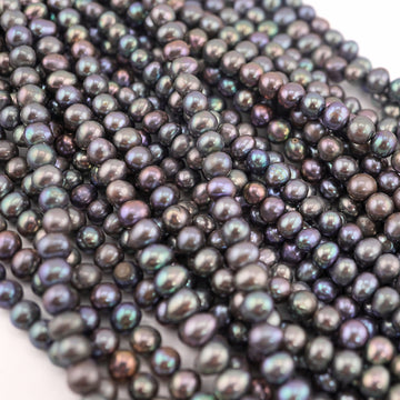 5 - 6 MM Peacock Near Round Freshwater Pearls Beads