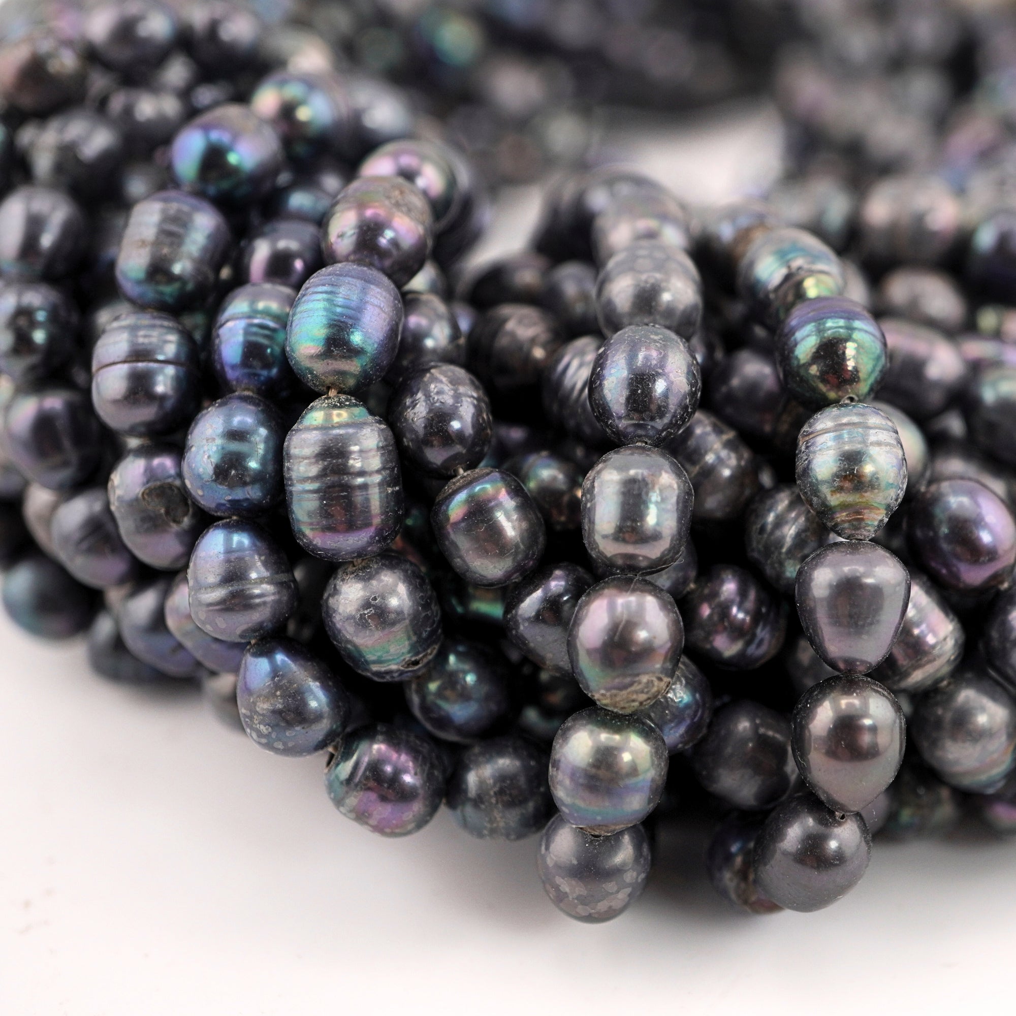 8 x 7 - 7 x 6 MM Peacock Oval Freshwater Pearls Beads