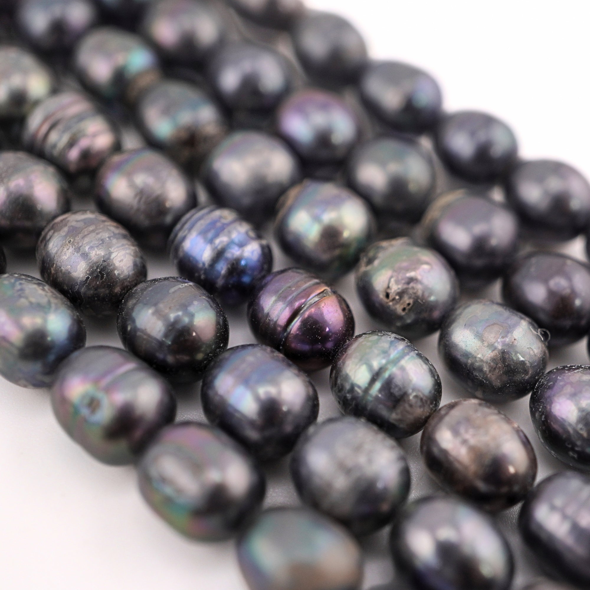 8 x 7 - 7 x 6 MM Peacock Oval Freshwater Pearls Beads