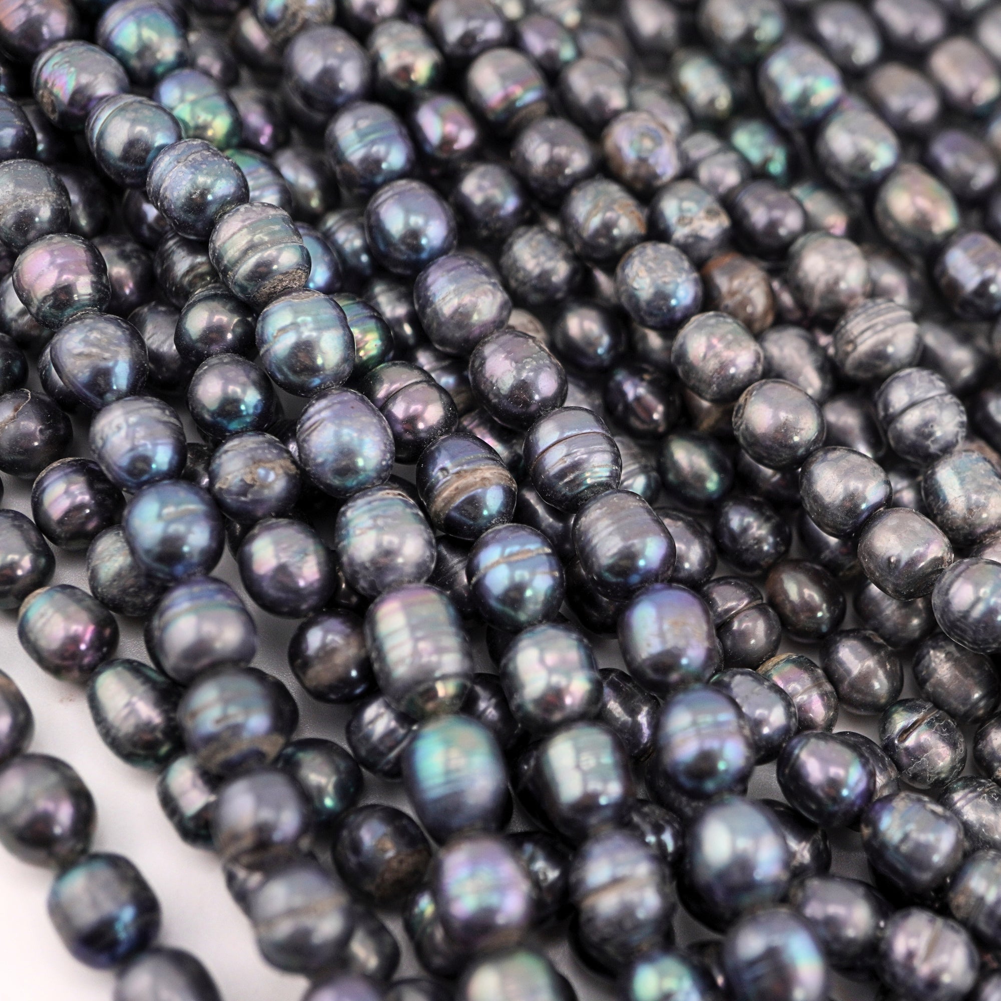 8 x 7 - 7 x 6 MM Peacock Oval Freshwater Pearls Beads