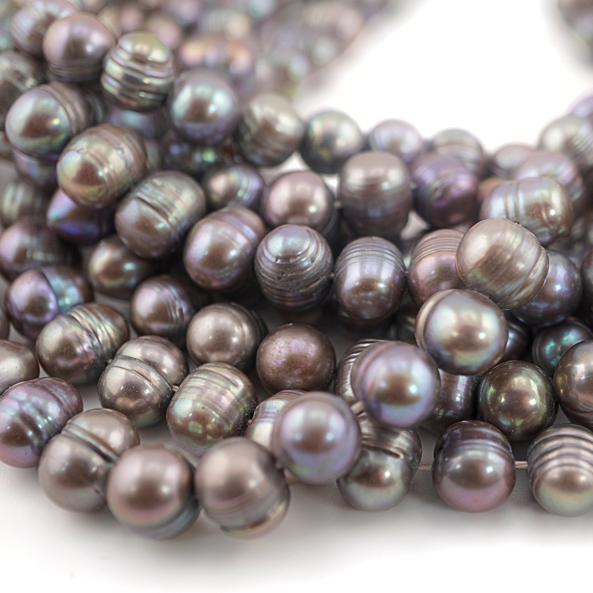 Gray Peacock Oval Freshwater Pearls Beads