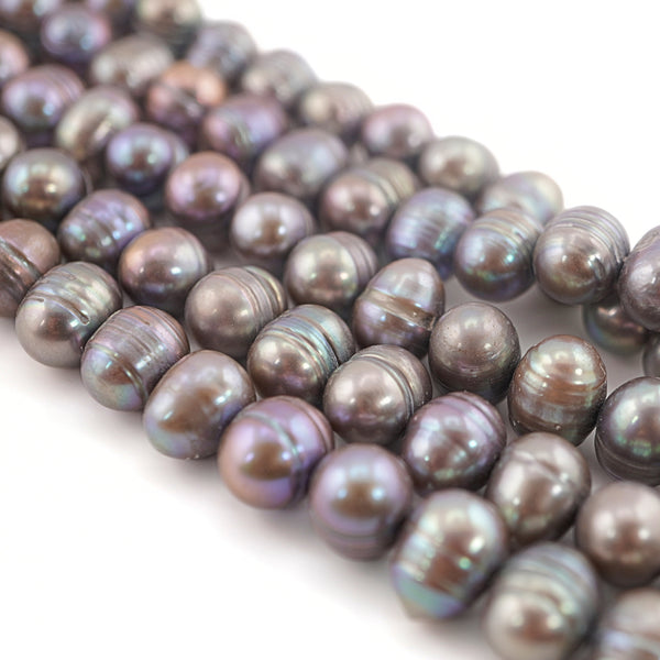 Gray Peacock Oval Freshwater Pearls Beads