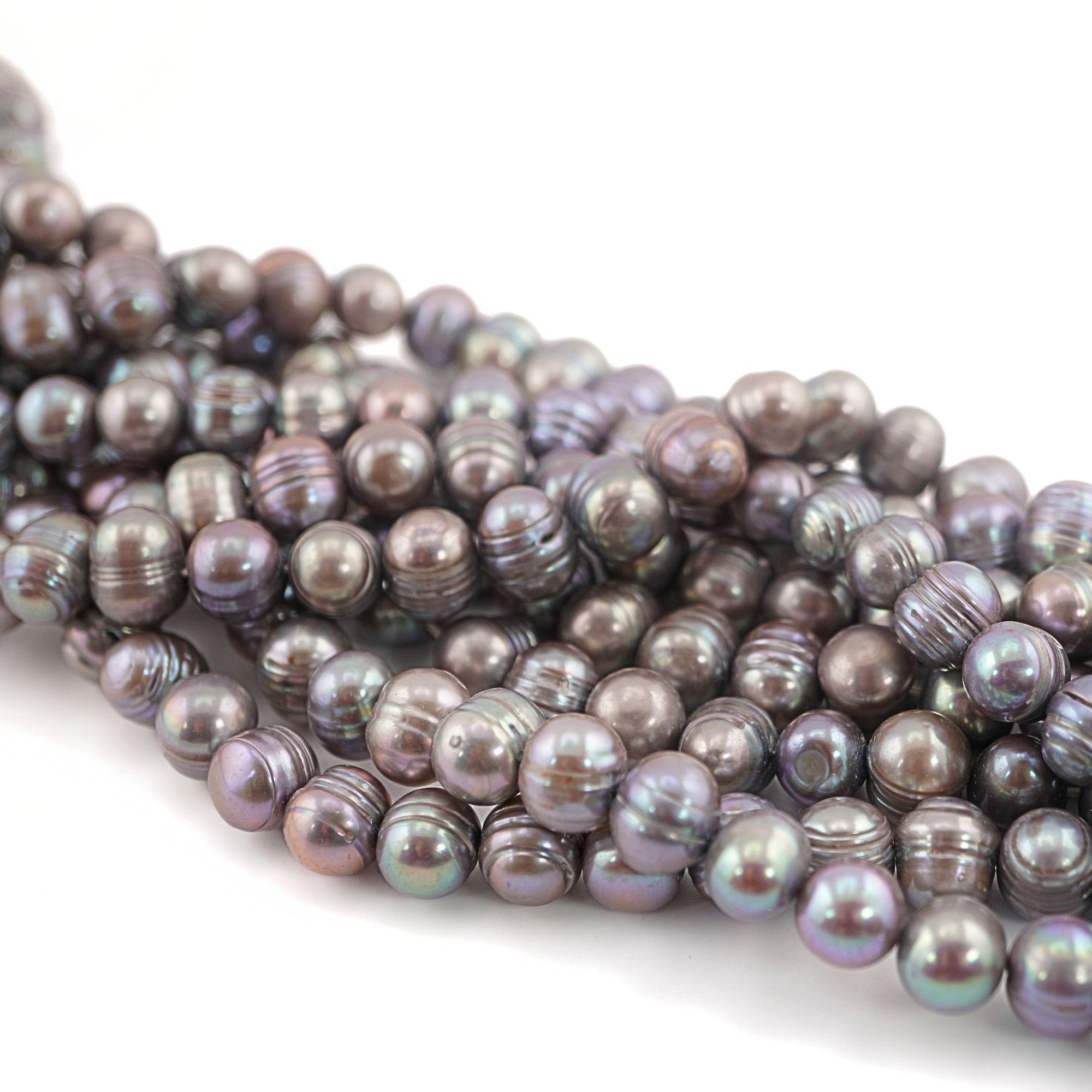 Gray Peacock Oval Freshwater Pearls Beads