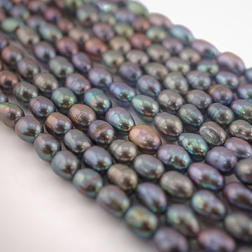 8 x 6 - 9 x 7 MM Peacock Oval Freshwater Pearls Beads