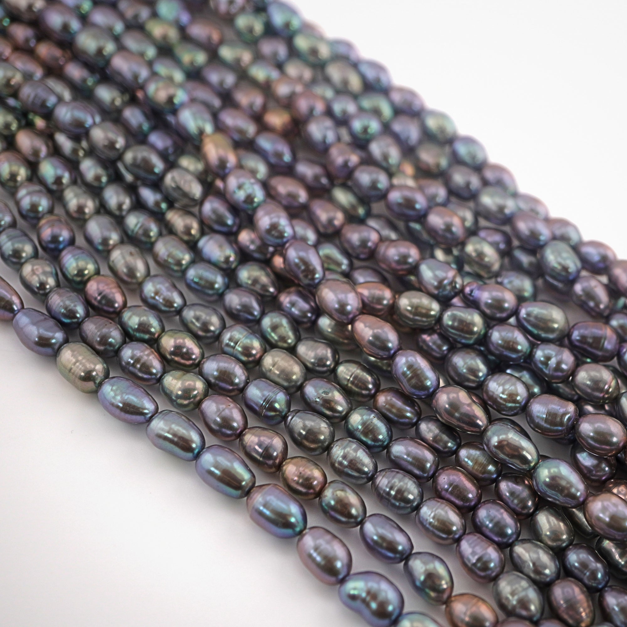 8 x 6 - 9 x 7 MM Peacock Oval Freshwater Pearls Beads