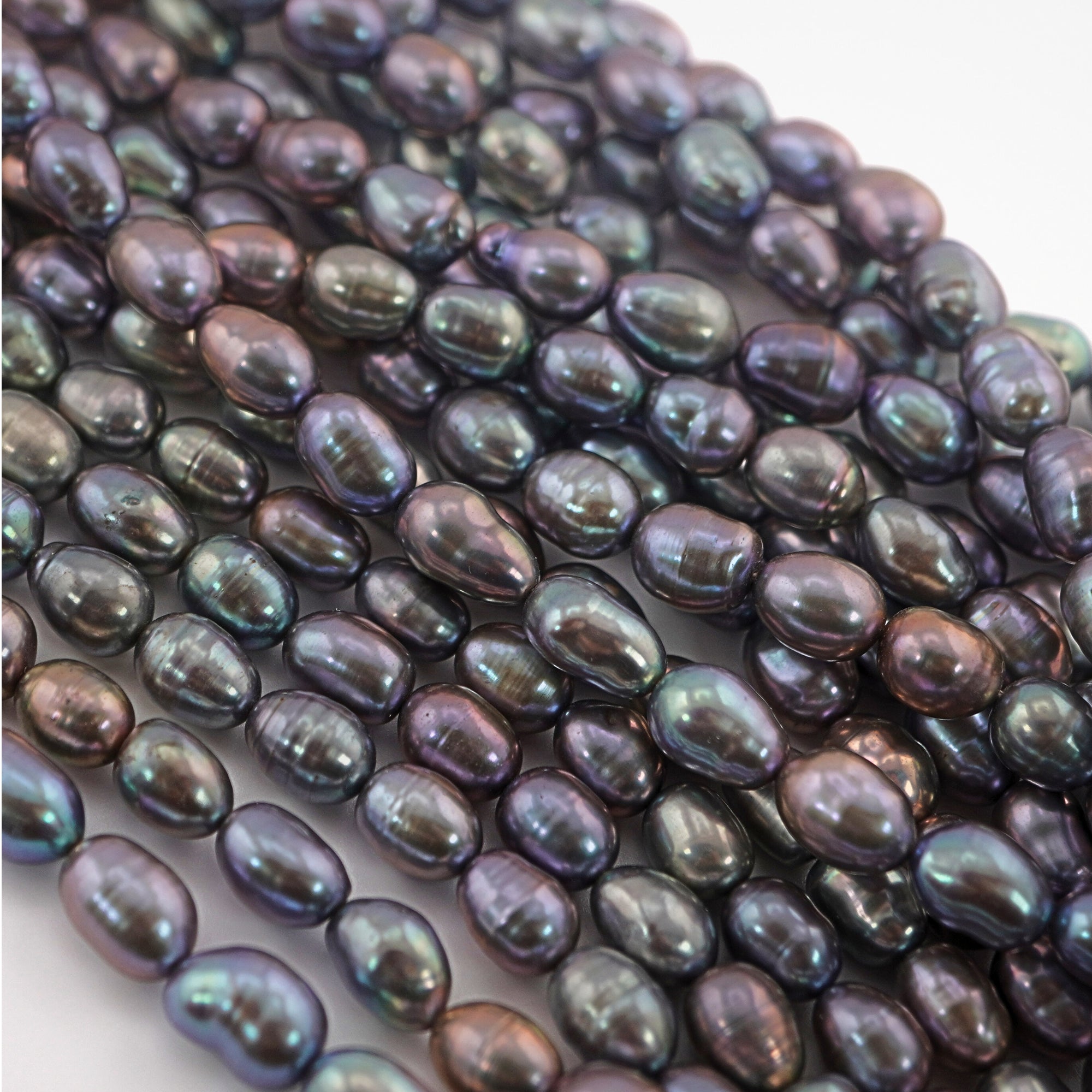 8 x 6 - 9 x 7 MM Peacock Oval Freshwater Pearls Beads