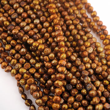 9 x 5 - 8 x 5 MM Golden Potato Freshwater Pearls Beads