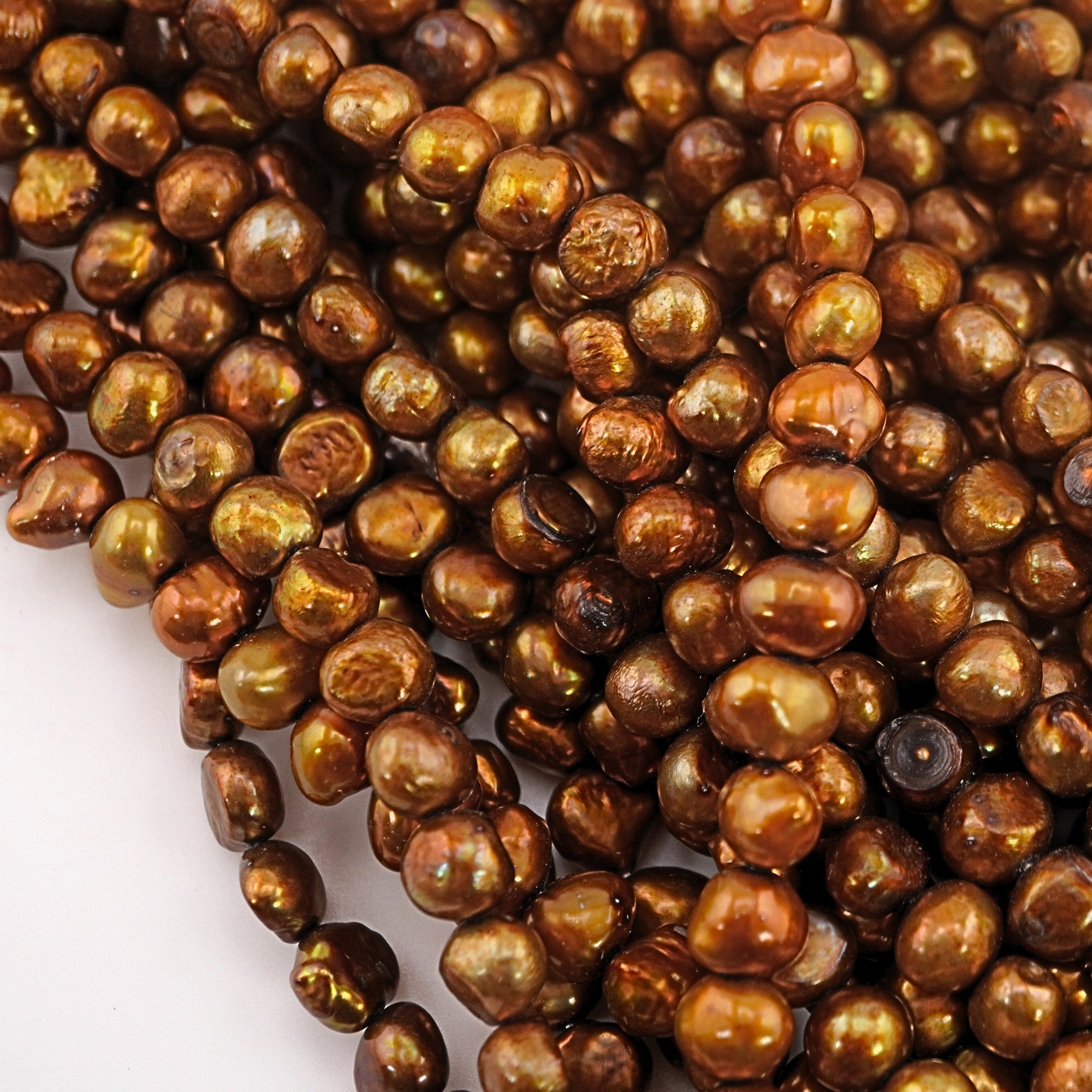 9 x 5 - 8 x 5 MM Golden Potato Freshwater Pearls Beads