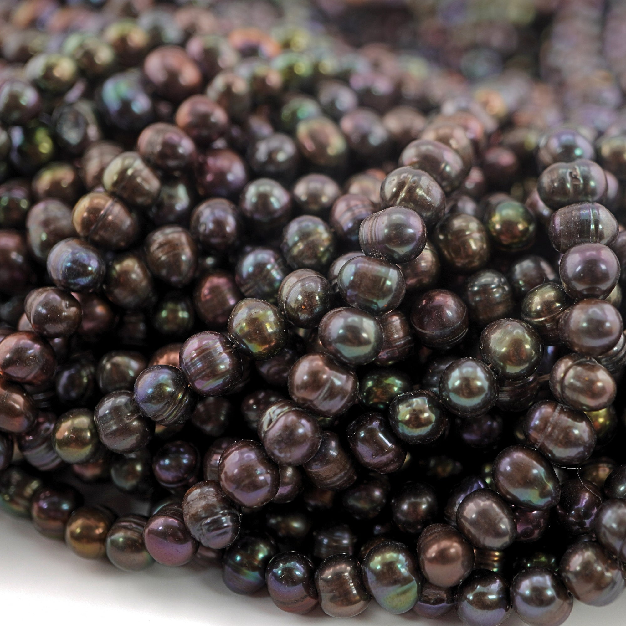 8 x 7 - 6 MM Peacock Potato Freshwater Pearls Beads