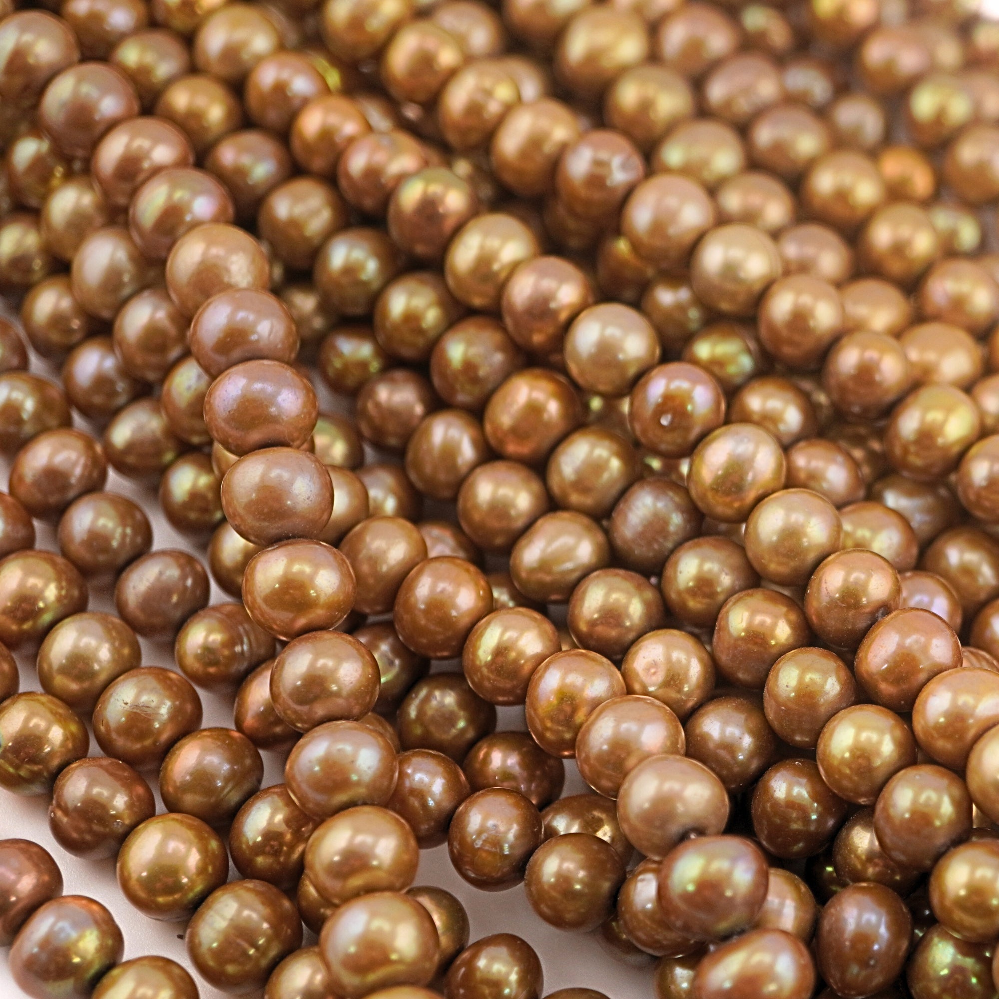 Golden Near Round Freshwater Pearls Beads