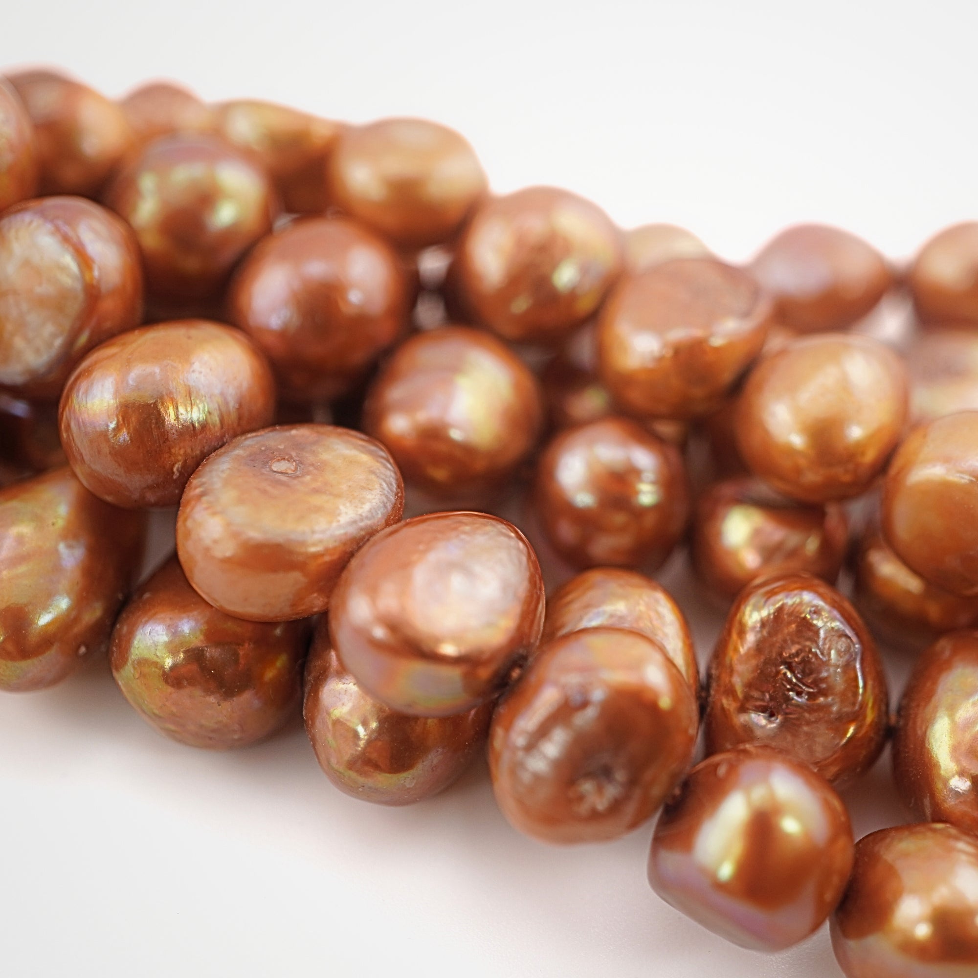 Golden Round Freshwater Pearls Beads