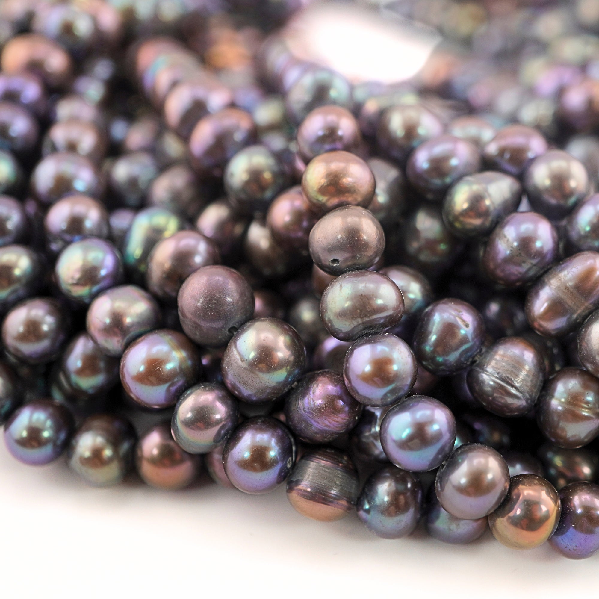 9 x 7 -7 MM Peacock Potato Freshwater Pearls Beads