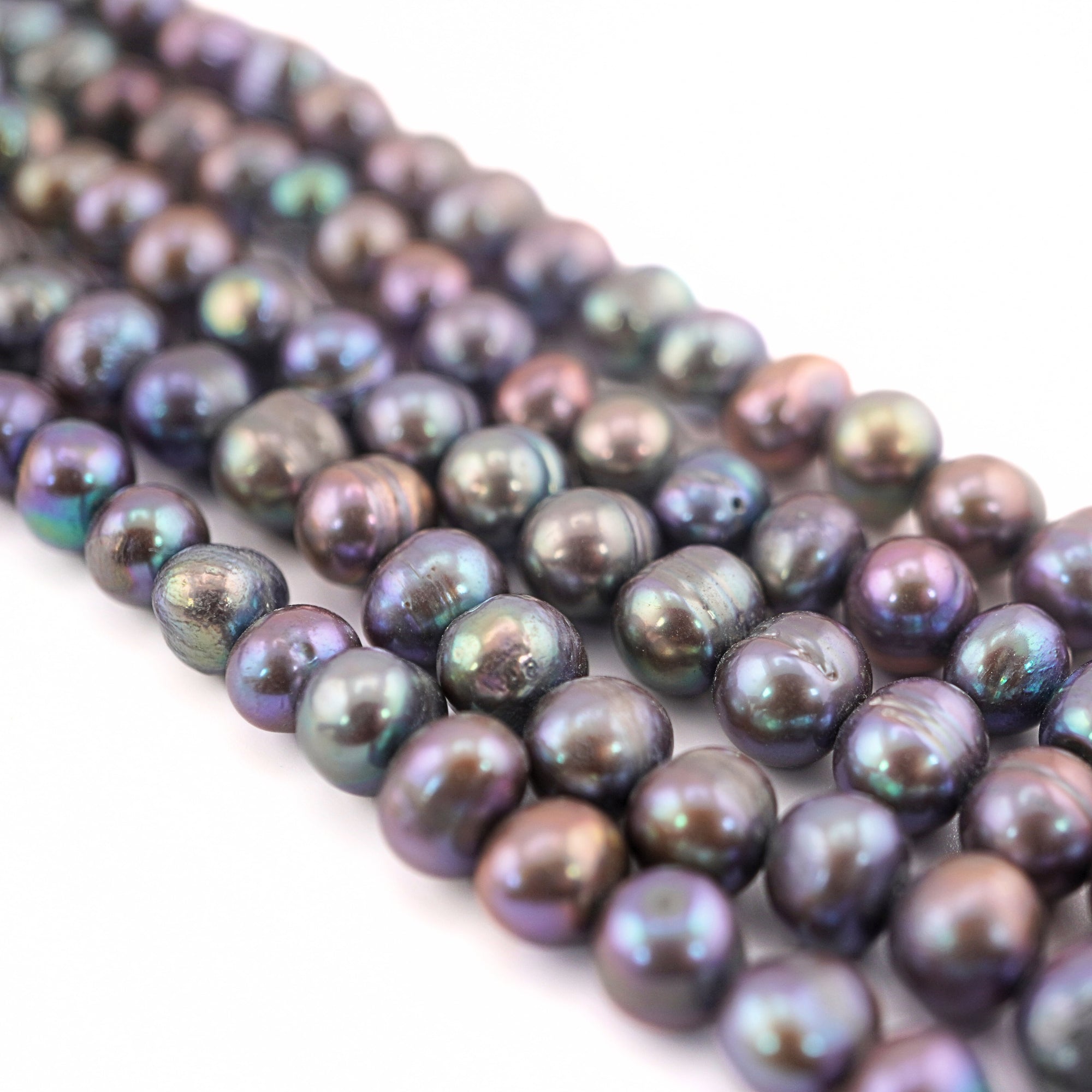 9 x 7 -7 MM Peacock Potato Freshwater Pearls Beads