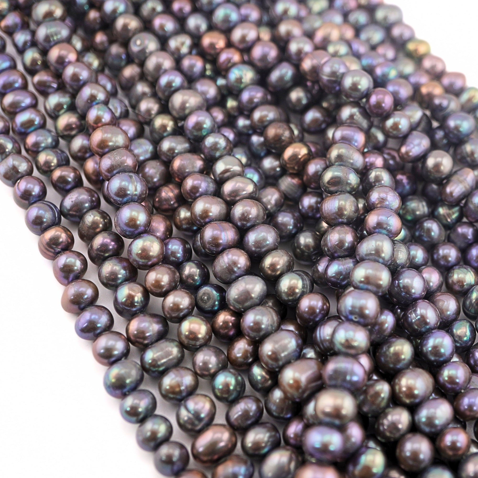 9 x 7 -7 MM Peacock Potato Freshwater Pearls Beads