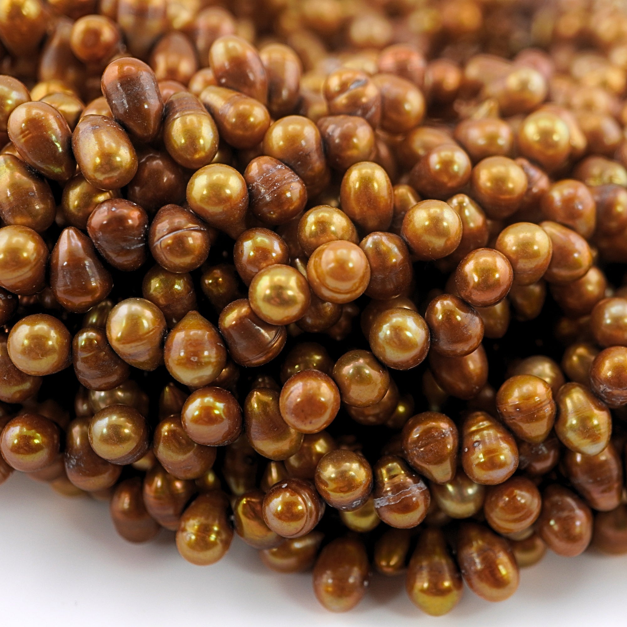 Golden Oval Freshwater Pearls Beads