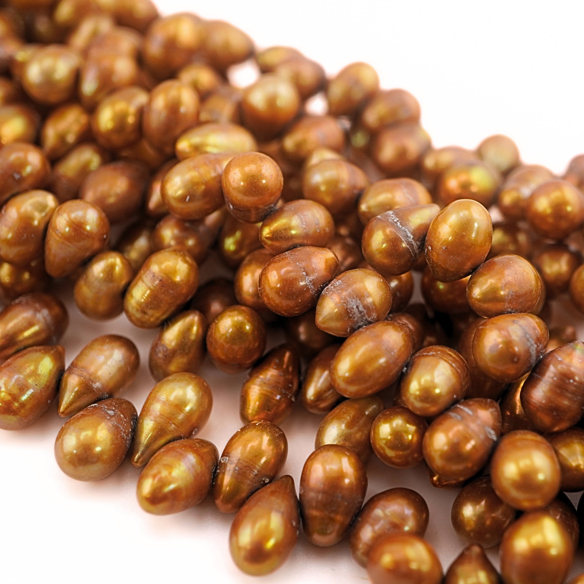 Golden Oval Freshwater Pearls Beads