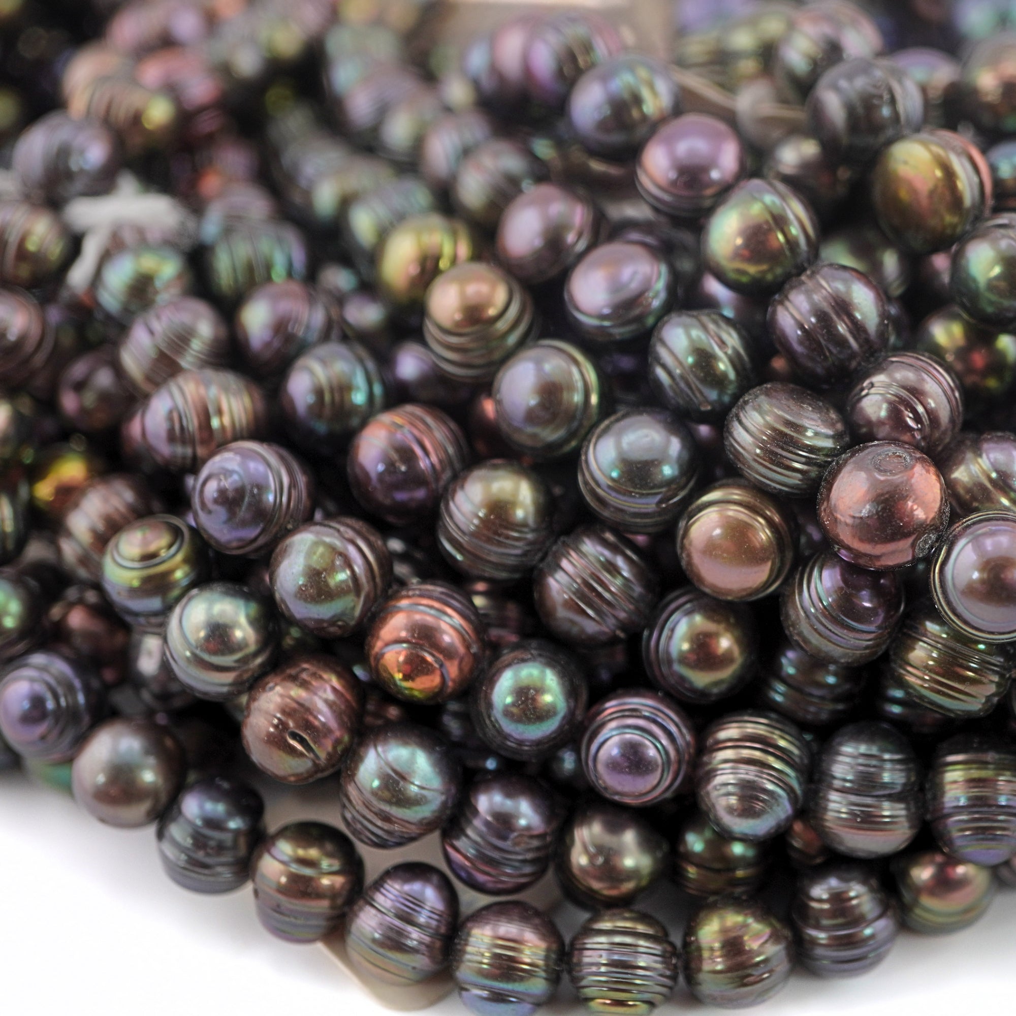 8 x 7.5 MM Peacock Ringed Freshwater Pearls Beads