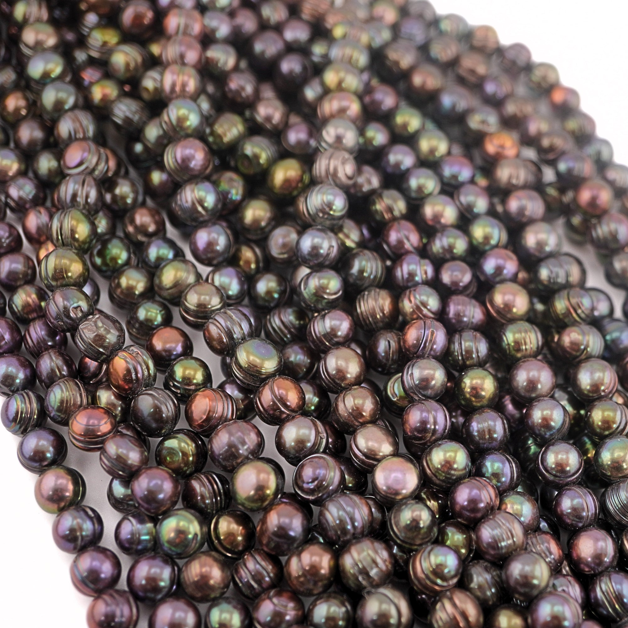 8 x 7.5 MM Peacock Ringed Freshwater Pearls Beads