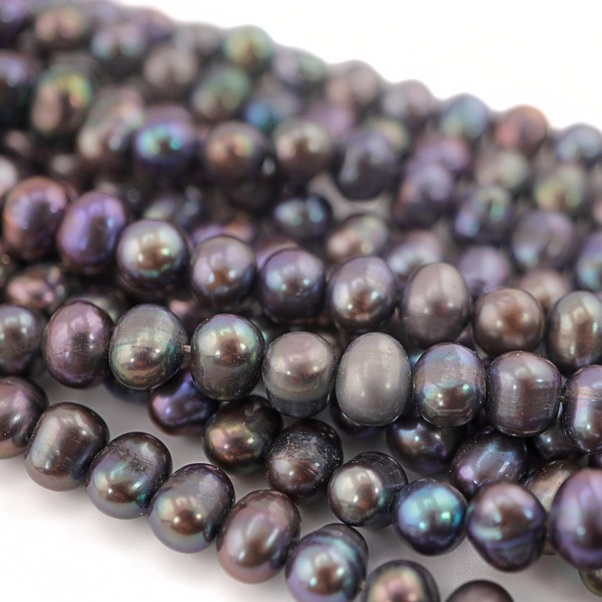 8 x 6 - 7 MM Peacock Potato Freshwater Pearls Beads